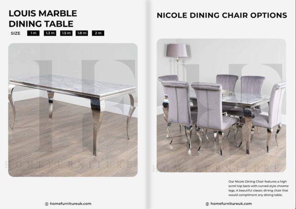 Louis Marble Dining Table With Nicole Chair Marble Dining Sets Home Store UK.