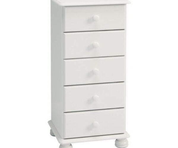 Richmond 5 Drawer Narrow Chest Off White