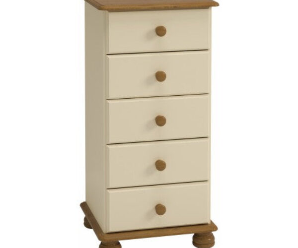 Richmond 5 Drawer Narrow Chest Cream & Pine