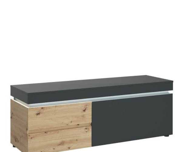 Luci 1 door 2 drawer 150 cm TV unit (including LED lighting) in Platinum and Oak