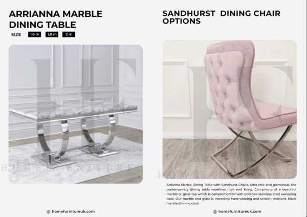 Arrianna Marble Dining Table With Sandhurst Chairs Marble Dining Sets Home Store UK