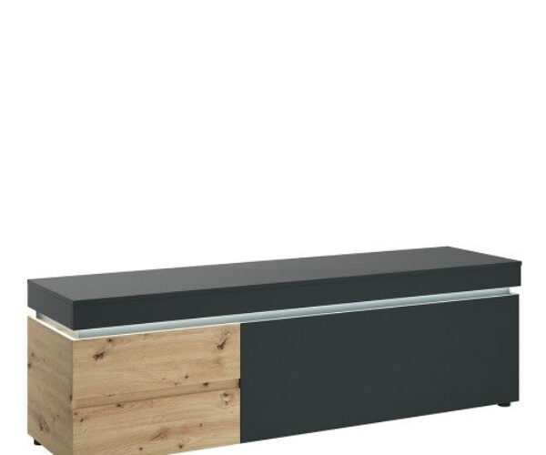 Luci 1 door 2 drawer 180 cm wide TV unit (including LED lighting) in Platinum and Oak