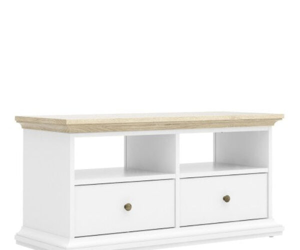 *Paris TV Unit – 2 Shelves 2 Drawers in White and Oak