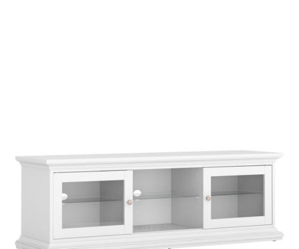Paris TV Unit – Wide – 2 Doors 1 Shelf in White