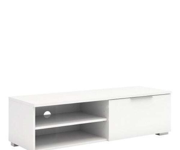 Match TV Unit 1 Drawers 2 Shelf in White High Gloss drawers in White