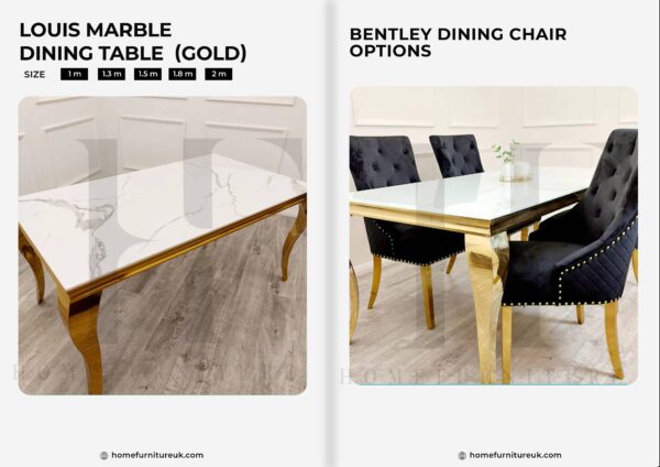 Louis Marble Dining Table With Bentley Chair's Marble Dining Sets Home Store UK