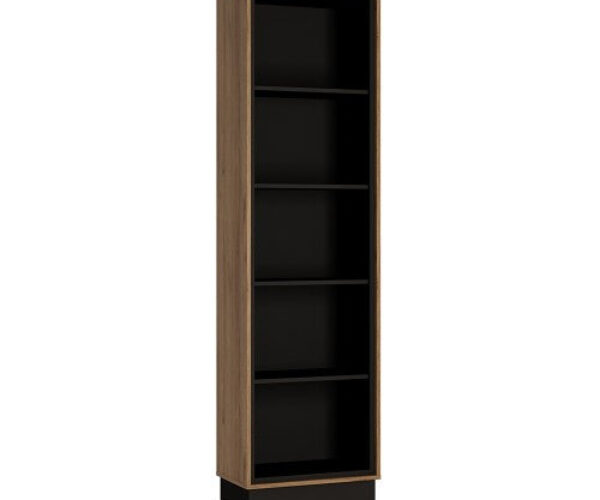 Brolo Tall Bookcase With the walnut and dark panel finish