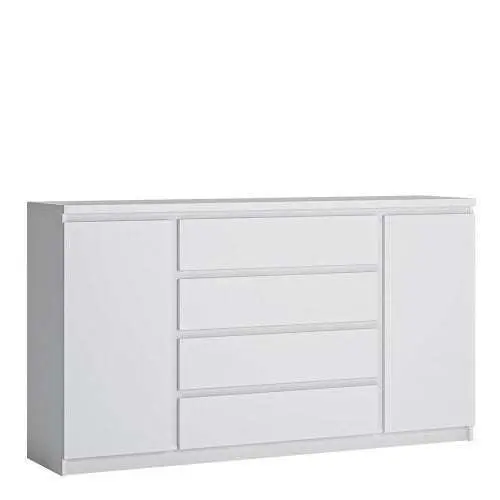 Fribo 2 door 4 drawer wide sideboard in White