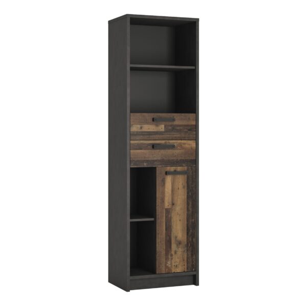 Oscar Bookcase in Walnut and Dark Matera Grey - Image 2