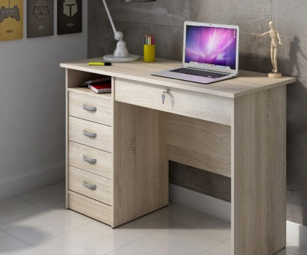 Function Plus Desk 5 Drawers in Oak