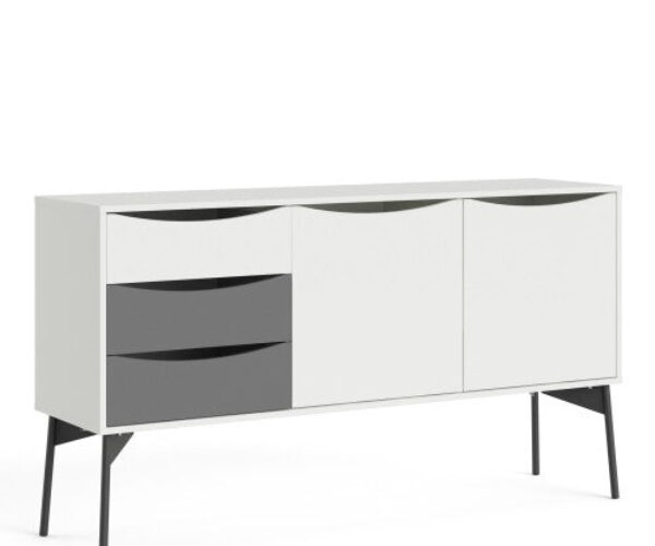 *Fur Sideboard 2 Doors + 3 Drawers in Grey and White