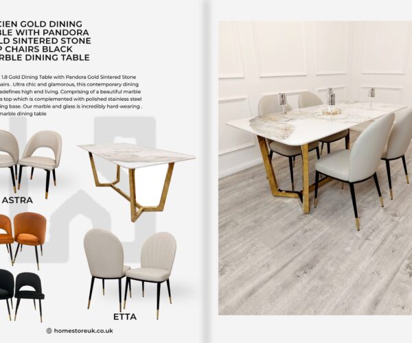 Lucien 1.8 Gold Dining Table Set