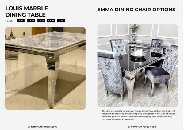 Louis Marble Dining Table With Emma Chairs Marble Dining Sets Home Store UK