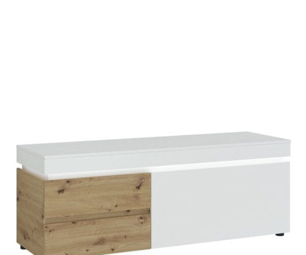 Luci 1 door 2 drawer 150 cm TV unit (including LED lighting) in White and Oak