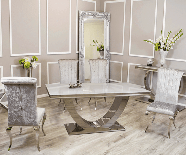 Arial Marble Dining Table With Nicole Chairs