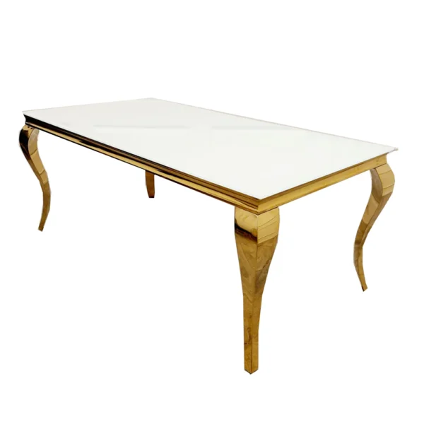 Louis Dining Table Gold with Glass Tops Marble Dining Table Home Store UK