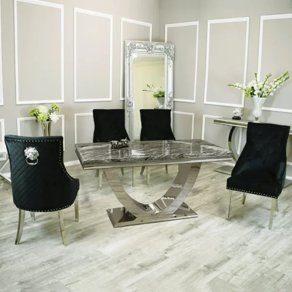 Arrianna Marble Table With Bentley Chairs Marble Dining Sets Home Store UK