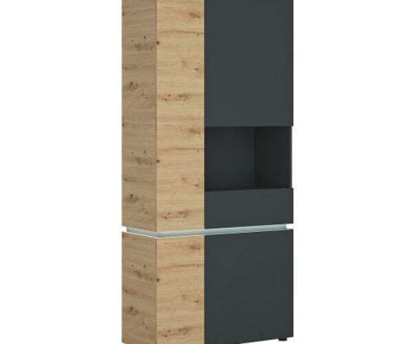 Luci 4 door tall display cabinet RH (including LED lighting) in Platinum and Oak display unit