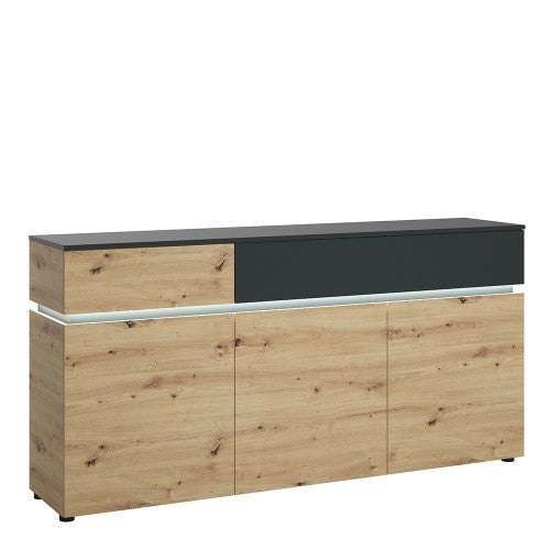 Luci 3 door 2 drawer sideboard (including LED lighting) in Platinum and Oak large sideboard