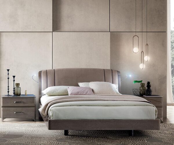 Maia Brown Fabric Italian Bedroom Set