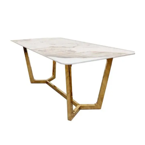 Lucien 1.8 Gold Dining Table with Pandora Gold Sintered Stone Top marble dining table Marble Dining Table Home Store UK