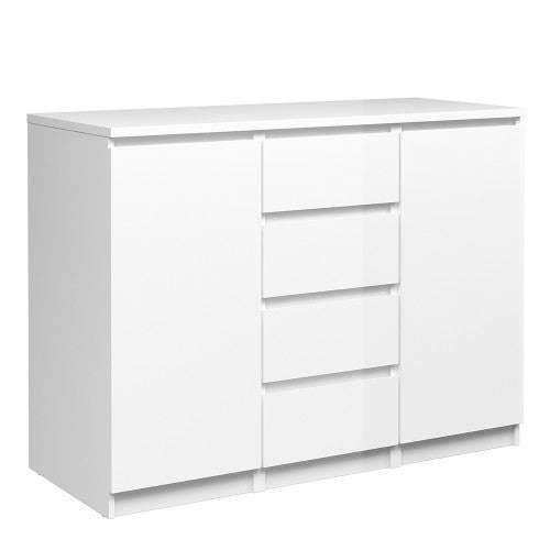 Naia Sideboard – 4 Drawers 2 Doors in White High Gloss mirrored sideboard