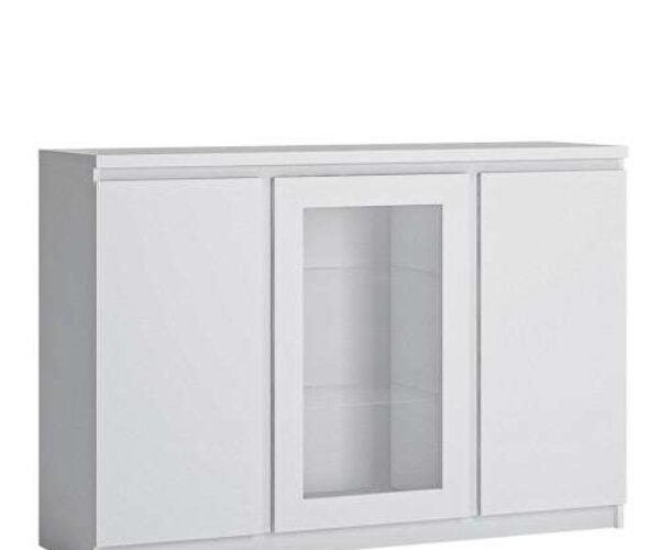Fribo 3 door sideboard (Glazed centre) in White sideboard unit wood coffee table