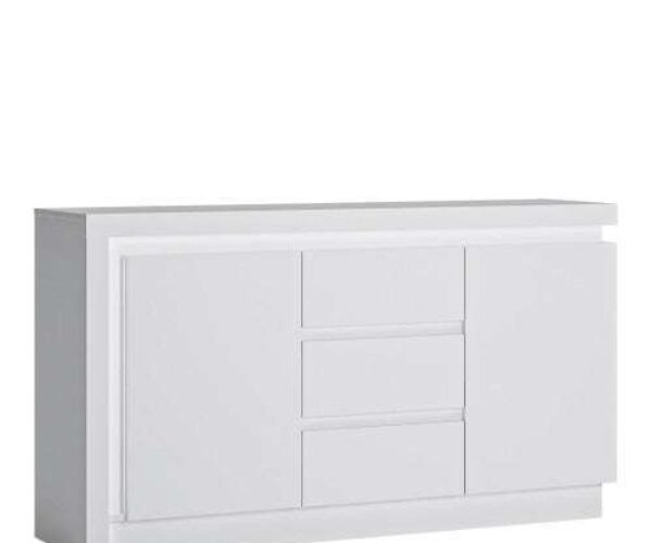 Lyon 2 Door 3 Drawer Sideboard (including LED lighting) in White and High Gloss sideboards for sale