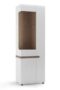 Chelsea Living Tall Glazed Narrow Display unit (RHD) in white with an Truffle Oak Trim small display cabinet - Display Cabinets - Home Store UK