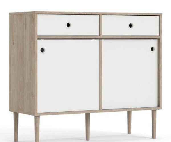 Rome Sideboard 2 Sliding Doors + 2 Drawers in Jackson Hickory Oak with small sideboard