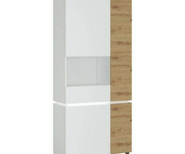 Luci 4 door low display cabinet (including LED lighting) in White and Oak white display cabinet