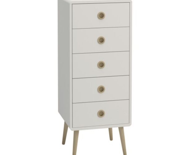 Softline 5 Drawer Narrow Chest Off White