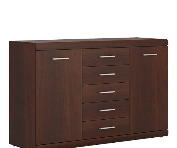 Huston 2 Door 5 Drawer Sideboard in Dark Mahogany Melamine