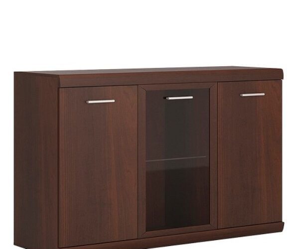 Huston 3 Door Glazed Sideboard in Dark Mahogany Melamine