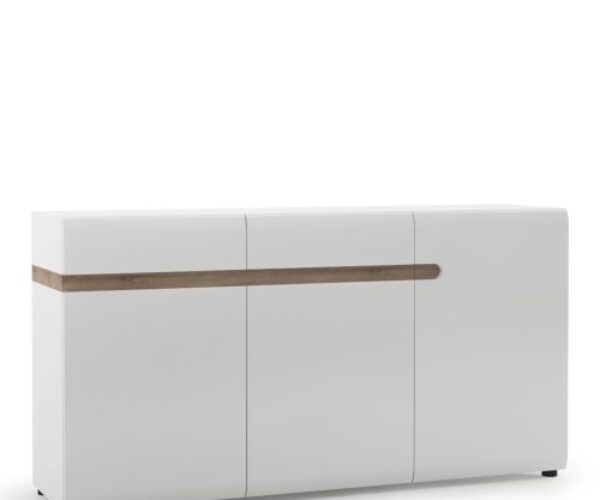 Chelsea Living 2 drawer 3 door sideboard in white with an Truffle Oak Trim