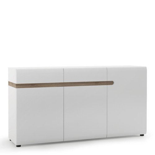 Chelsea Living 2 drawer 3 door sideboard in white with an Truffle Oak Trim - Sideboards - Home Store UK