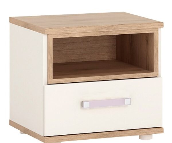 Alice 1 drawer bedside cabinet with lilac handles