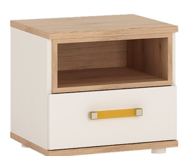 Alice 1 drawer bedside cabinet with orange handles