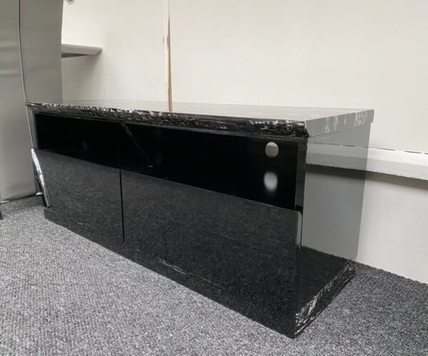 Black TV Unit with Black Marble Top 65 inch tv stand