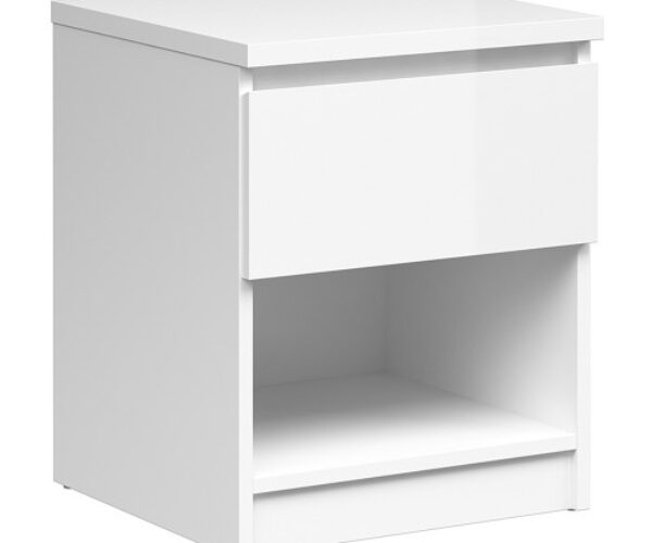 Naia Bedside 1 Drawer 1 Shelf in White High Gloss