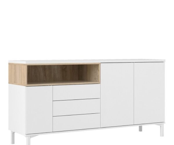 Roomers Sideboard 3 Drawers 3 Doors in White and Oak