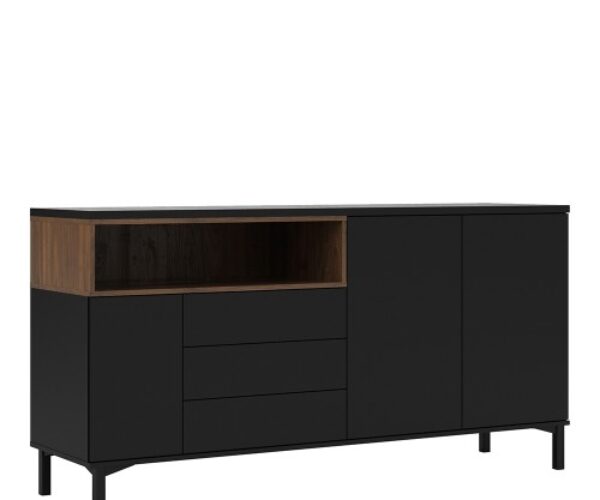 Roomers Sideboard 3 Drawers 3 Doors in Black and Walnut