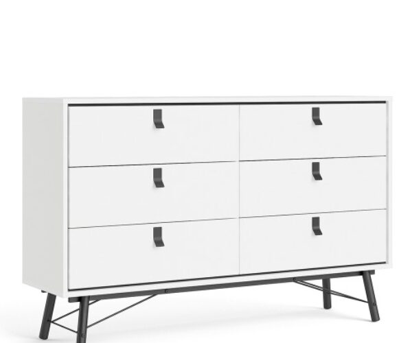 Ry Wide double chest of drawers 6 drawers in Matt White