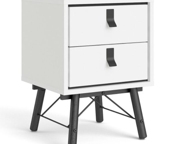 Ry Bedside cabinet 2 drawer in Matt White