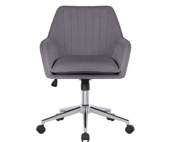 Dark Grey Velvet Office Chair with Chrome Legs best office chair