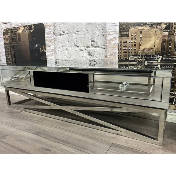 Clear Mirrored TV Unit - TV Stand - Living Room - Home Store UK - Furniture Store In UK