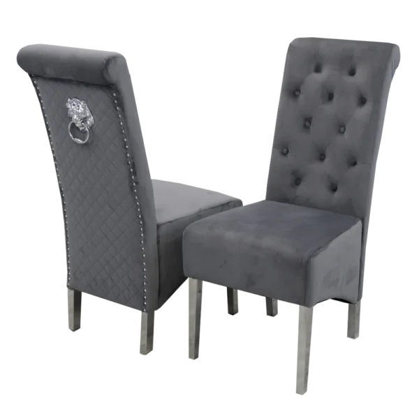 Emma Dining Chair All Colours with Lion Knocker & Quilted Back Dining Chairs Home Store UK