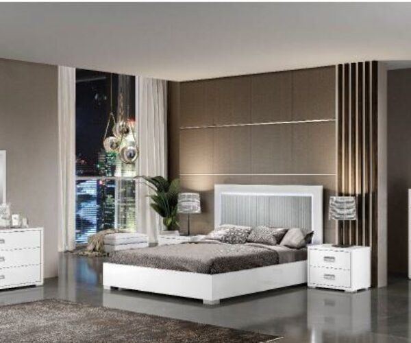 H2O Design Bella White Italian Bedroom Set with 6 Door Wardrobe