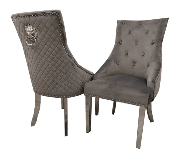 Bentley Dining Chair All Colours with Lion Knocker & Quilted Back
