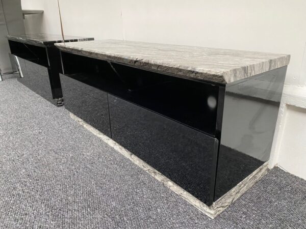 Black TV Unit with Grey Marble Top black tv stand - TV Stands - Home Store UK